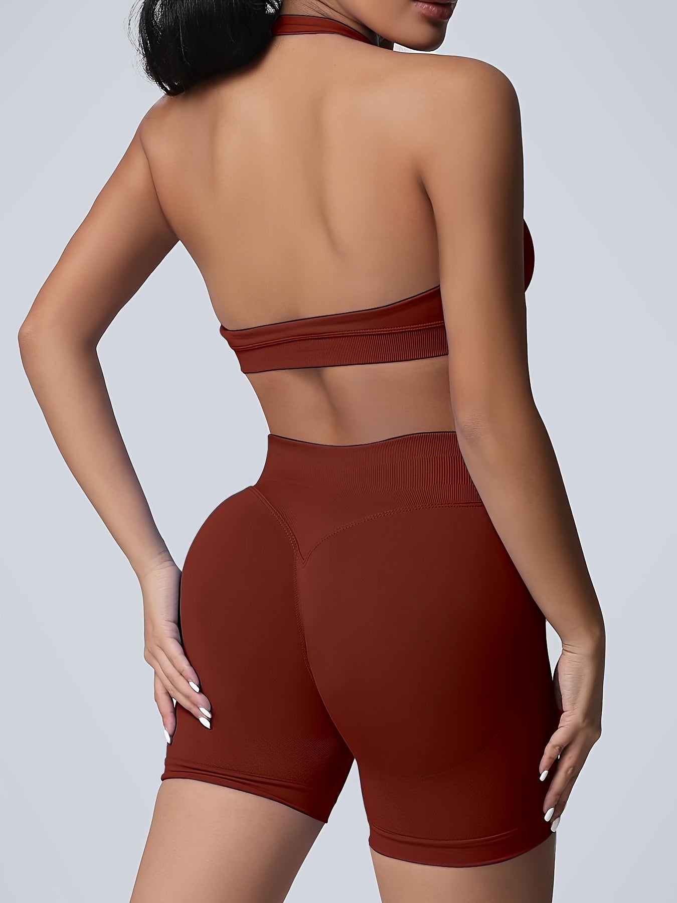 Women's Yoga Workout Set  Sports Bra High-Waist Shorts  Quick-Dry  Breathable