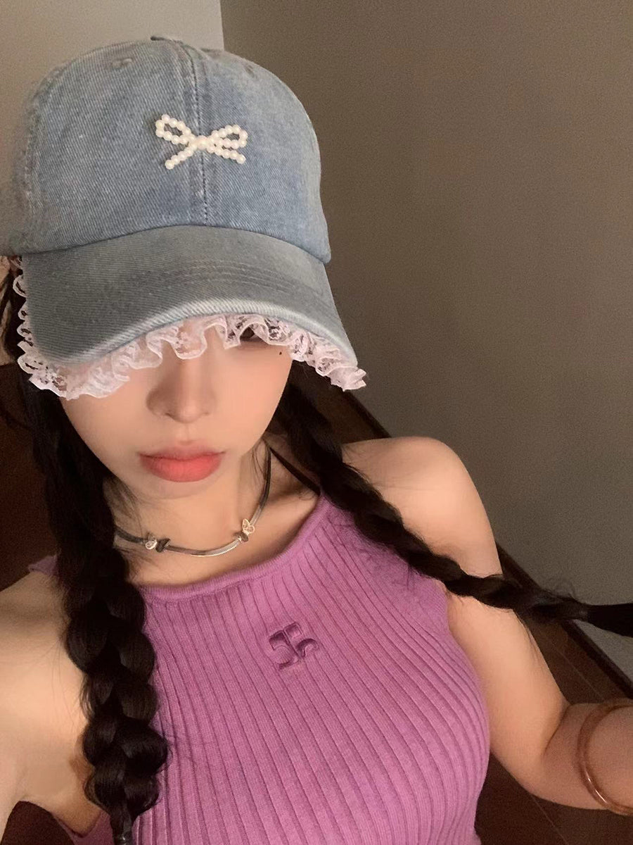 Bowknot Peaked Cap Female Sun Protection