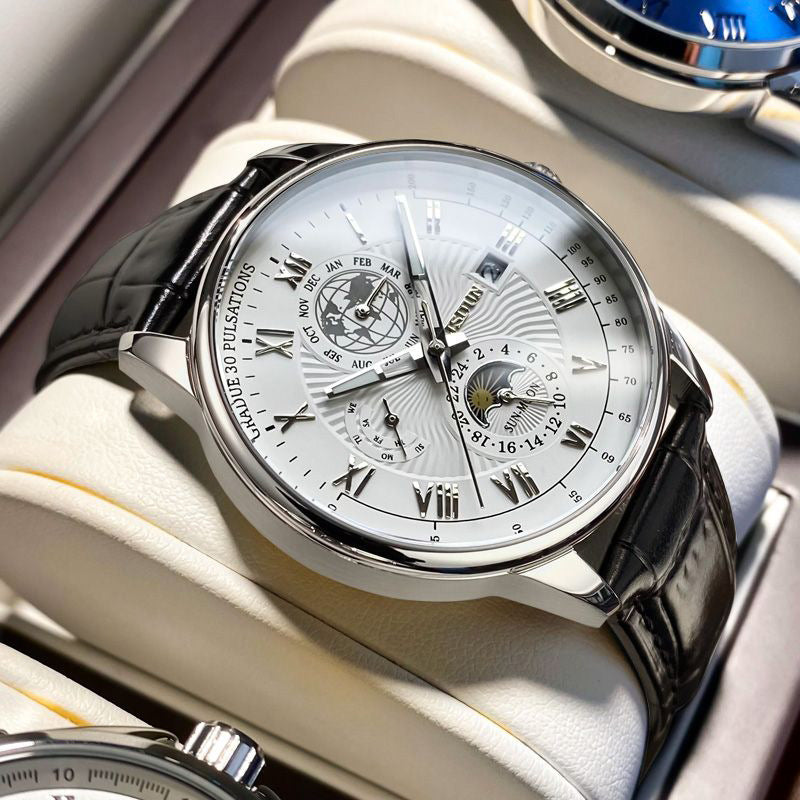 Automatic Waterproof Quartz Double Calendar Luminous Watch