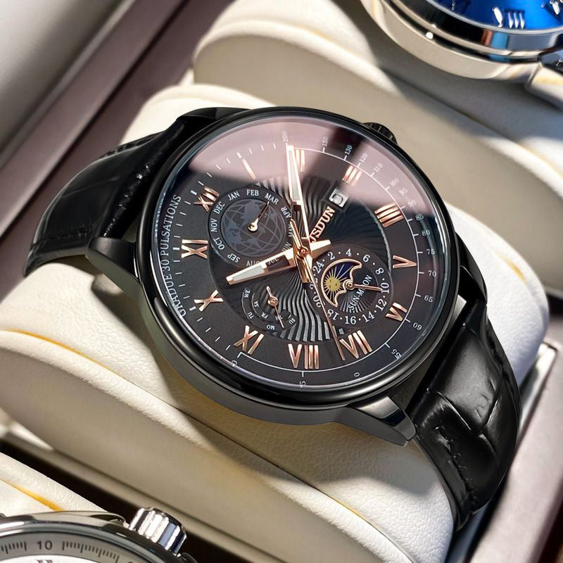 Automatic Waterproof Quartz Double Calendar Luminous Watch