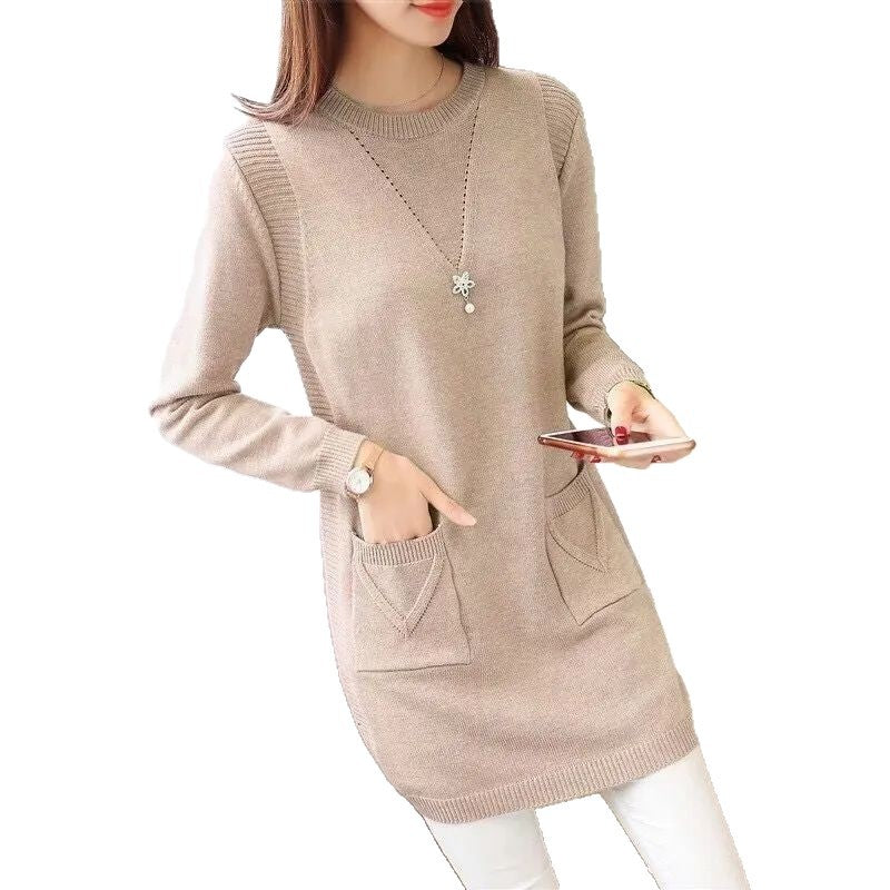 Thickened Mid-length Knitted Dress, Women's Style