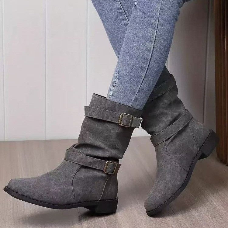 Boots Women's Round Toe Flat