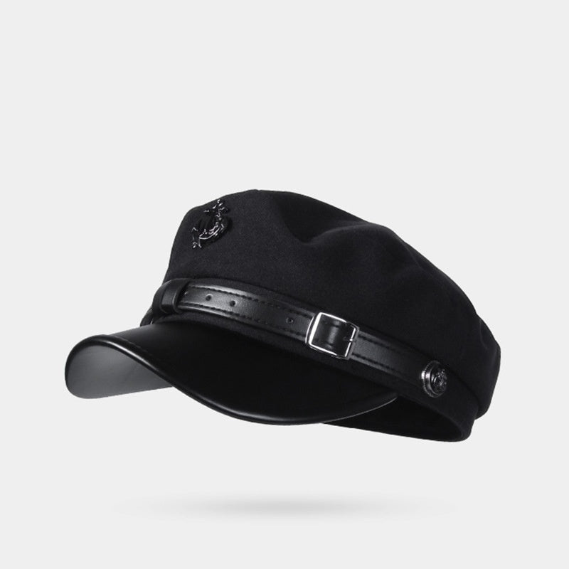 Woolen Flat Top American Retro Octagonal Hat Women