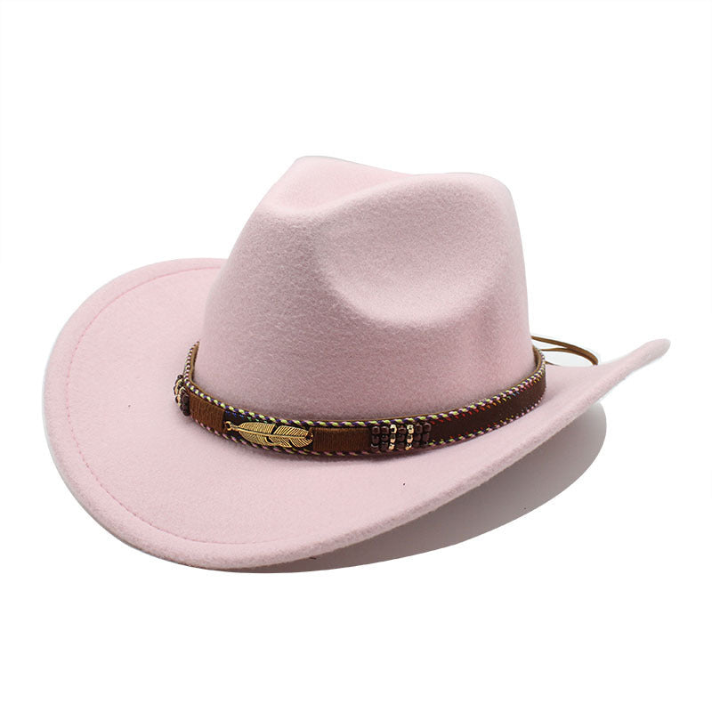 Ethnic Style Metal Feather Western Denim Top Hat