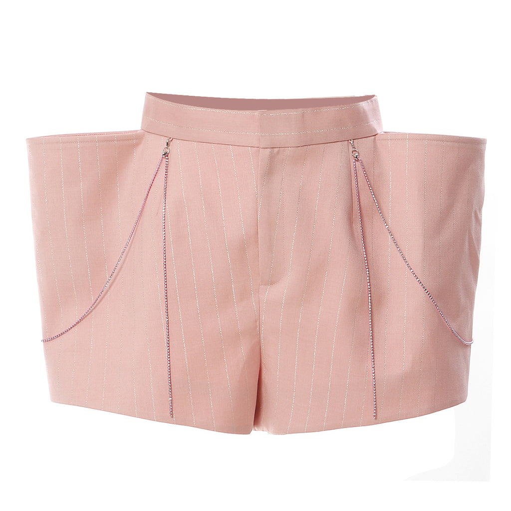 Rhinestone Strip Domineering Exaggerated Style Crisp Neutral Shorts Hot Pants Women