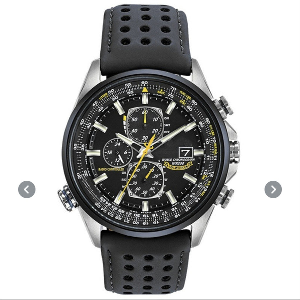 Men's Steel Belt Leather Quartz Full-function Blue Angel Hand Watch
