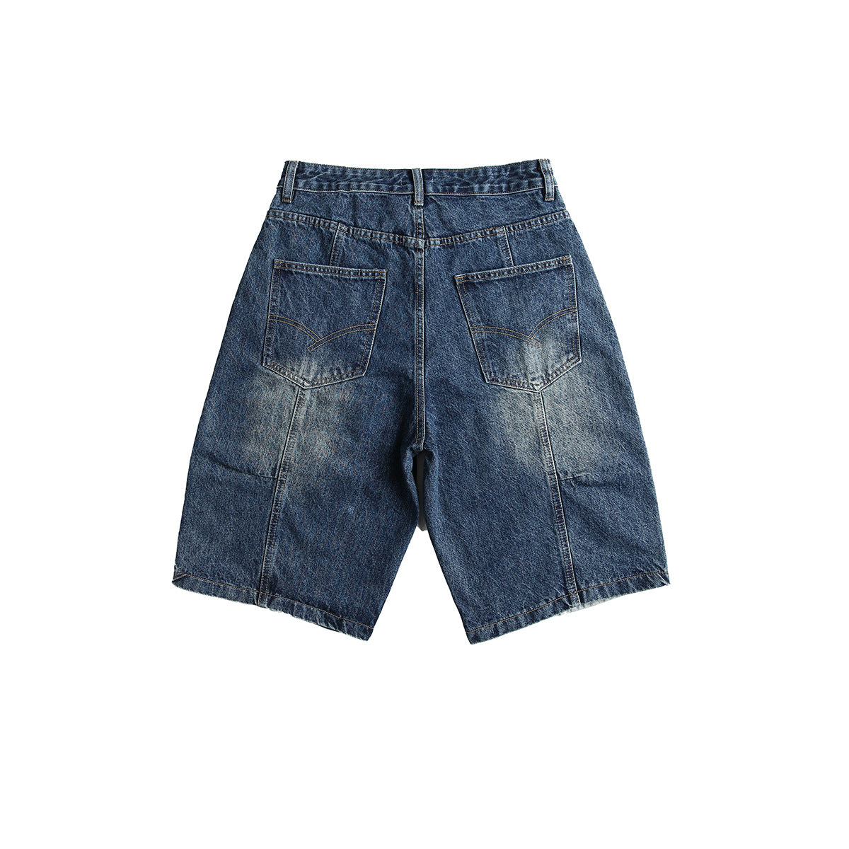 Retro Patchwork Denim Shorts Men's Business Shirt Shorts
