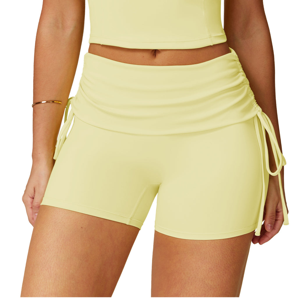 Women's Nude Feel Tight Yoga Shorts Drawstring