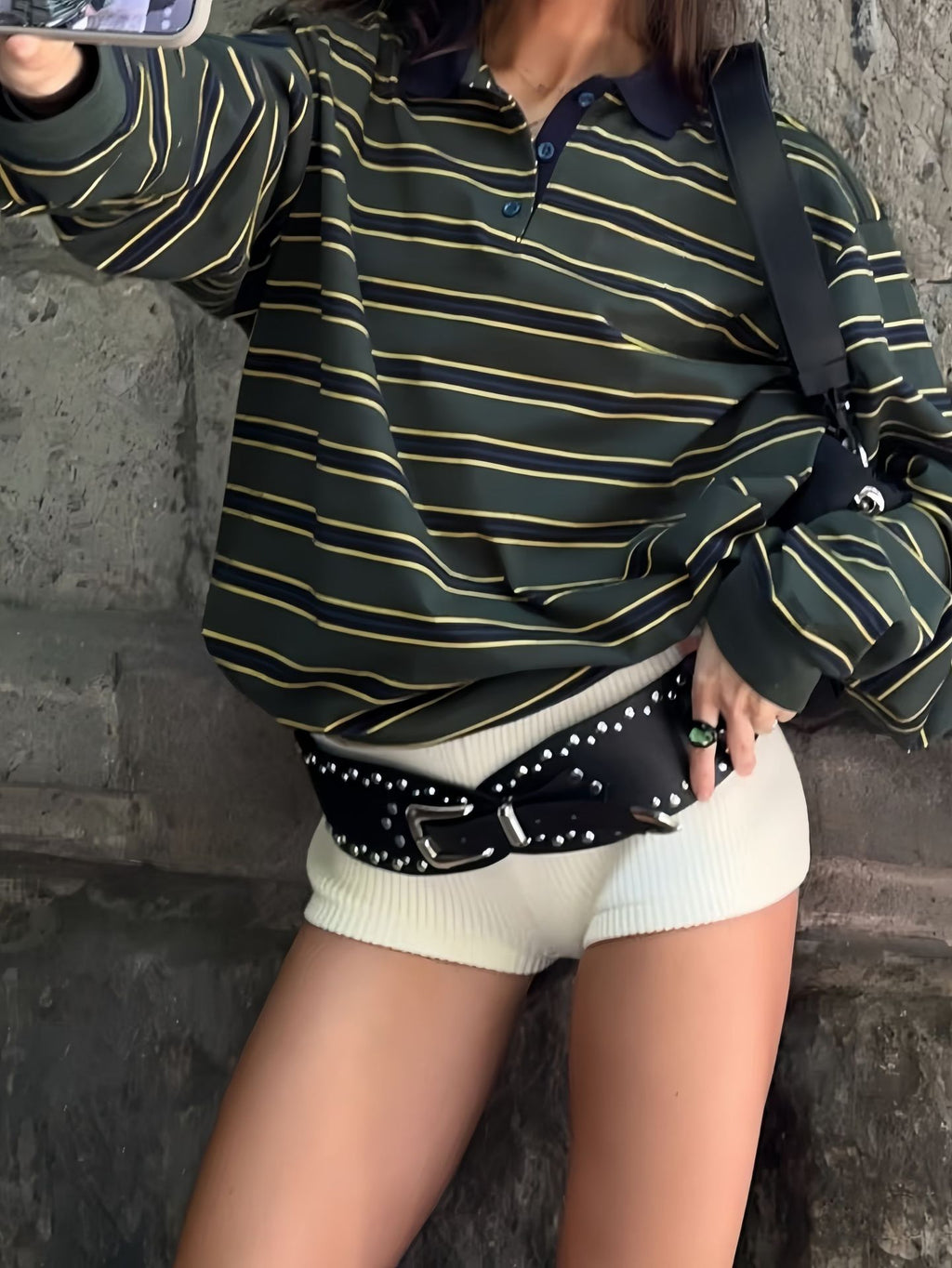 Women's Fashion Rivet Stitching Alloy Belt