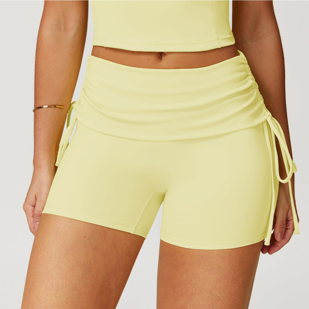 Women's Nude Feel Tight Yoga Shorts Drawstring