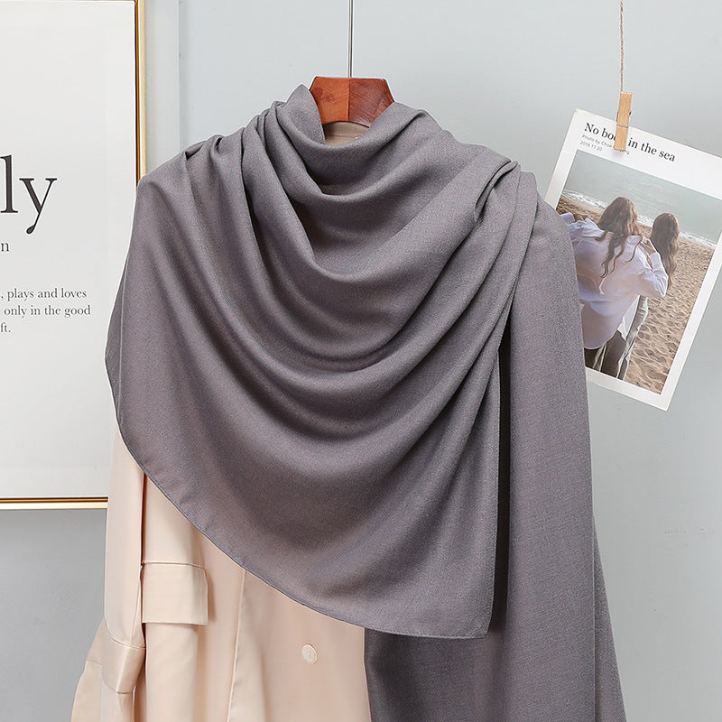 Women's Korean-style Solid Color Cotton And Linen Scarf Spring And Autumn