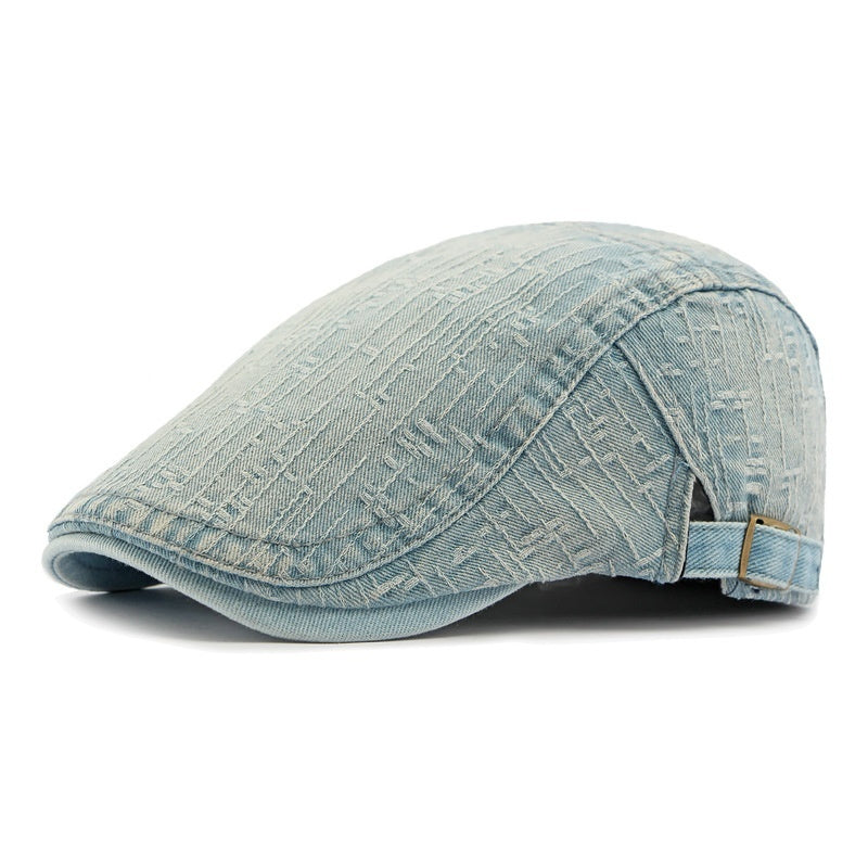 Korean Style Fashion Wash Denim Hat Lady Literature Retro Beret Cotton
