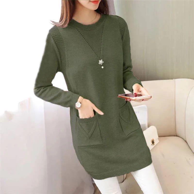 Thickened Mid-length Knitted Dress, Women's Style