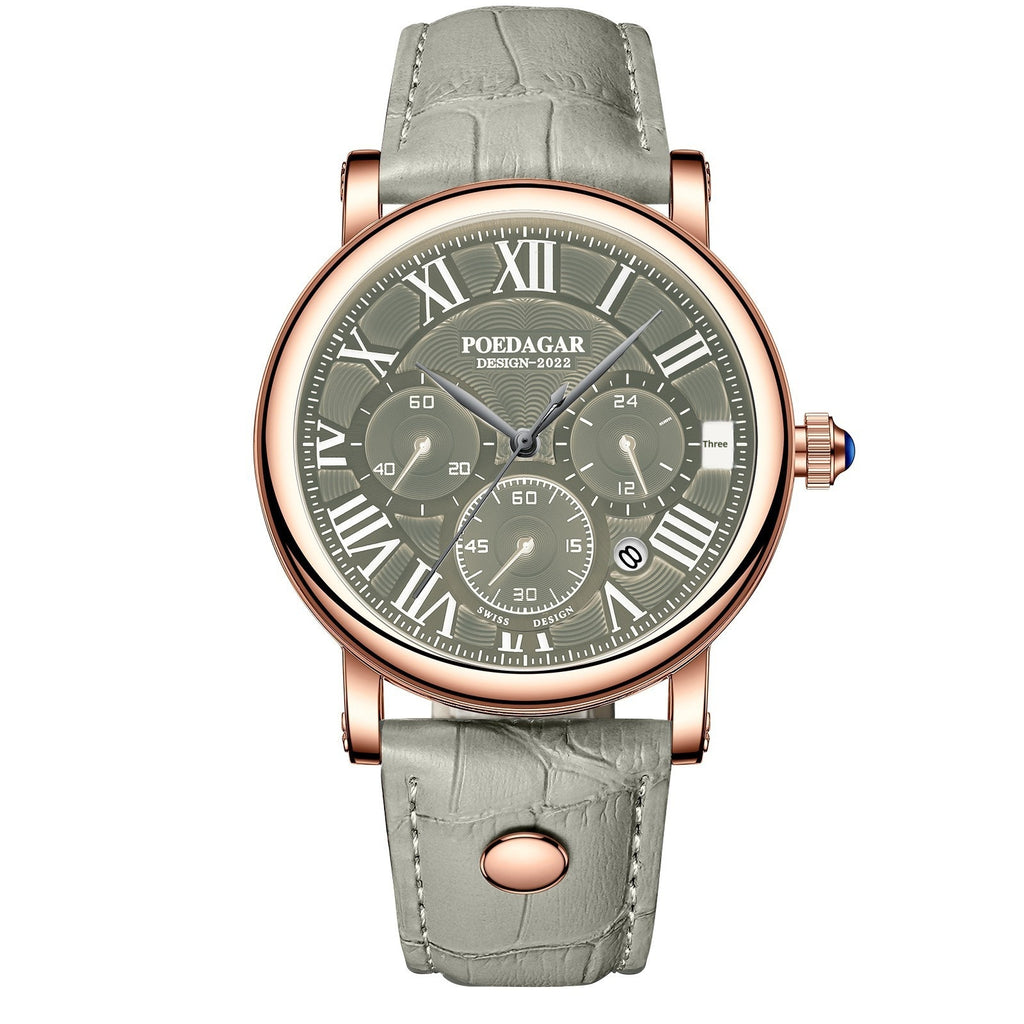 Multifunctional Men's Fashion Quartz Watch Ultra-thin Belt Style