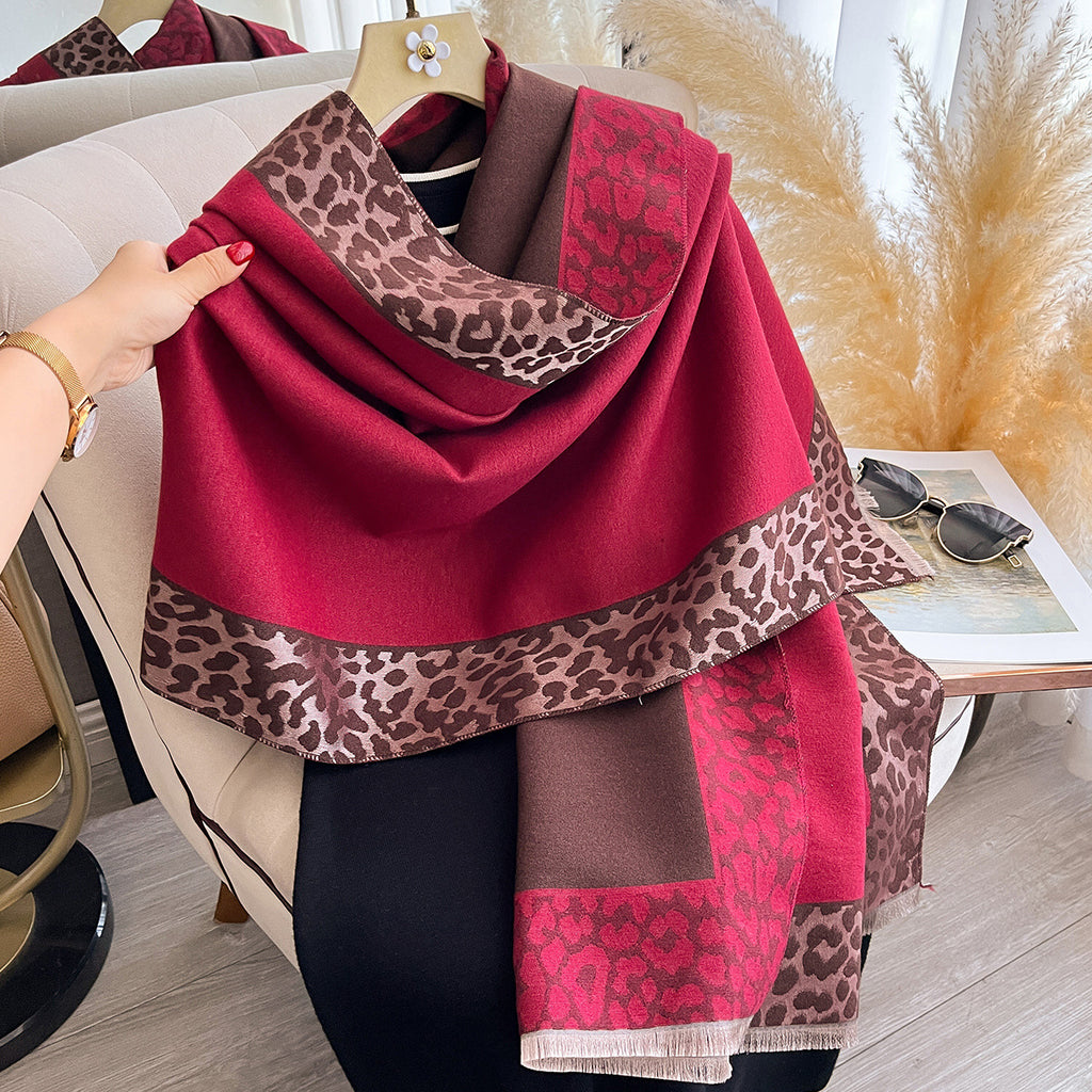 Intellectual Elegant Leopard Print Artificial Cashmere Scarf Women