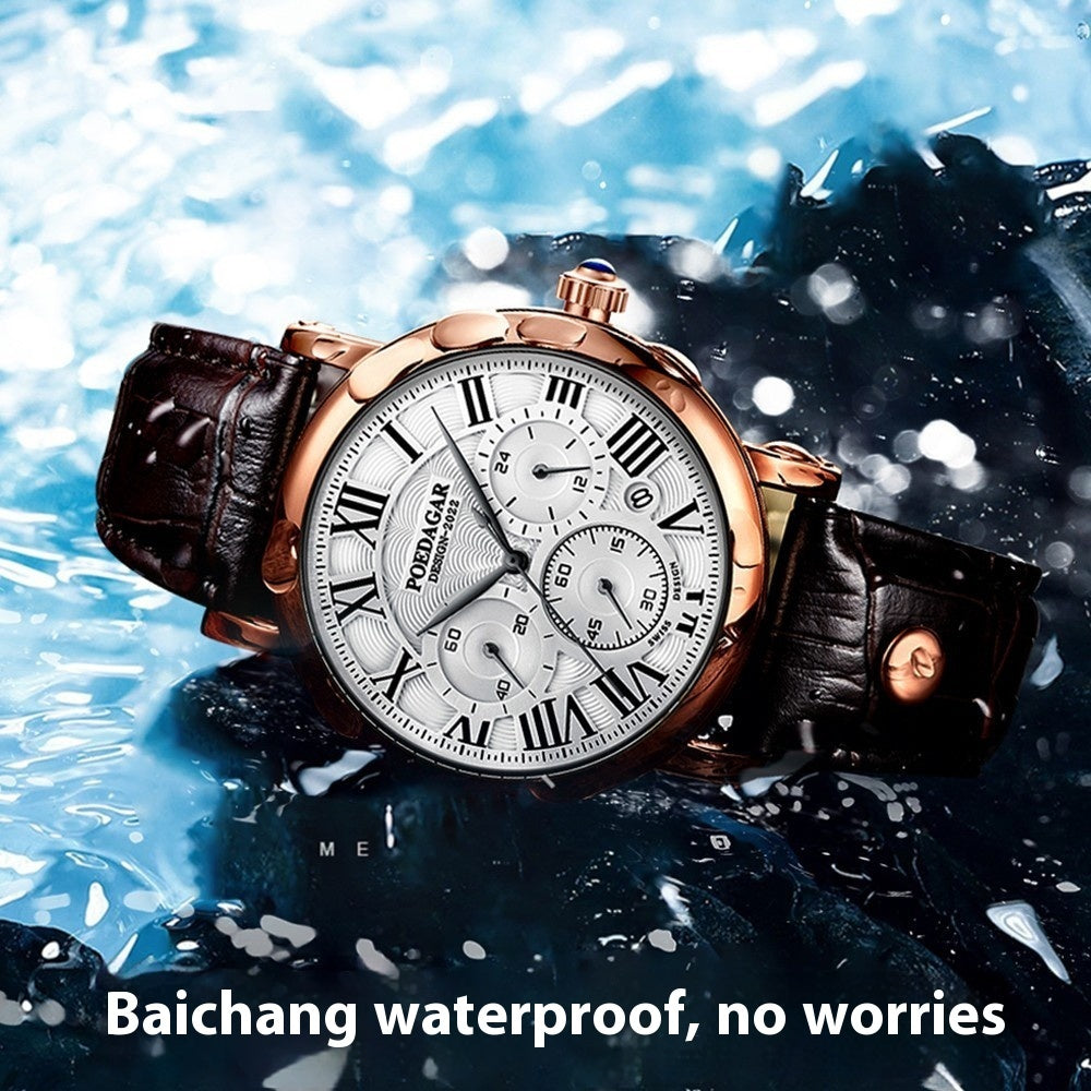 Multifunctional Men's Fashion Quartz Watch Ultra-thin Belt Style