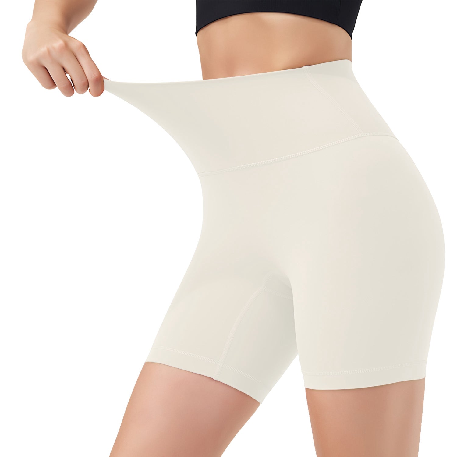 4 Sizes-5 Colors Option -- 1Pc Women's High Waist Biker Shorts Tummy Control Pants Athletic Leggings Spandex Booty Shorts With 6.3In Inseam No Front Seam For Workout Yoga Running Volleyball Dance