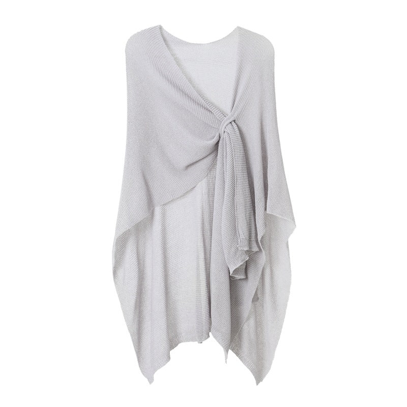 Anti-Pilling Shawl Thin Knitted Cardigan Solid Color Shawl