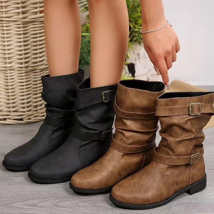 Boots Women's Round Toe Flat