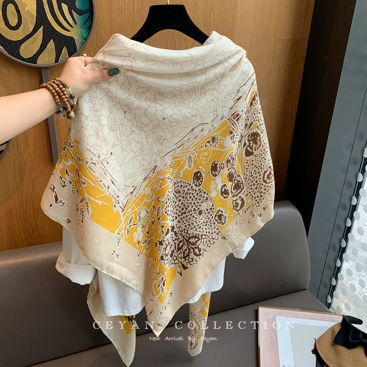 Sunscreen Large Kerchief Thin Silk Scarf Air-conditioned Room Outer Shawl