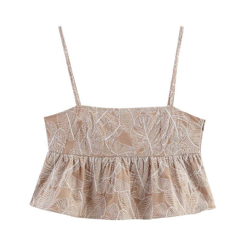 European And American Style Fashionable Simple Embroidered Short Top