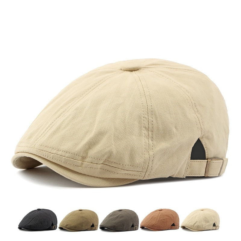 Men's And Women's Octagonal Cap Korean-style Simple Light Plate Peaked Cap British Retro Art Casual Painter Cap