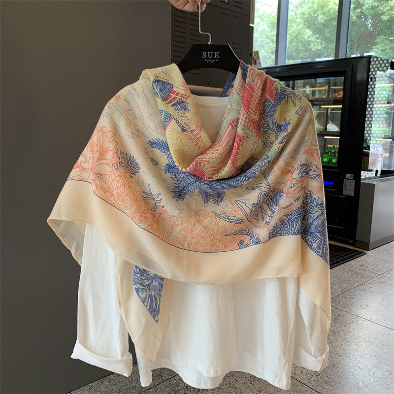 Sunscreen Large Kerchief Thin Silk Scarf Air-conditioned Room Outer Shawl