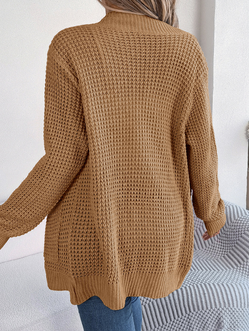 Women Casual Pocket Long Sleeve Knit Cardigan Sweater