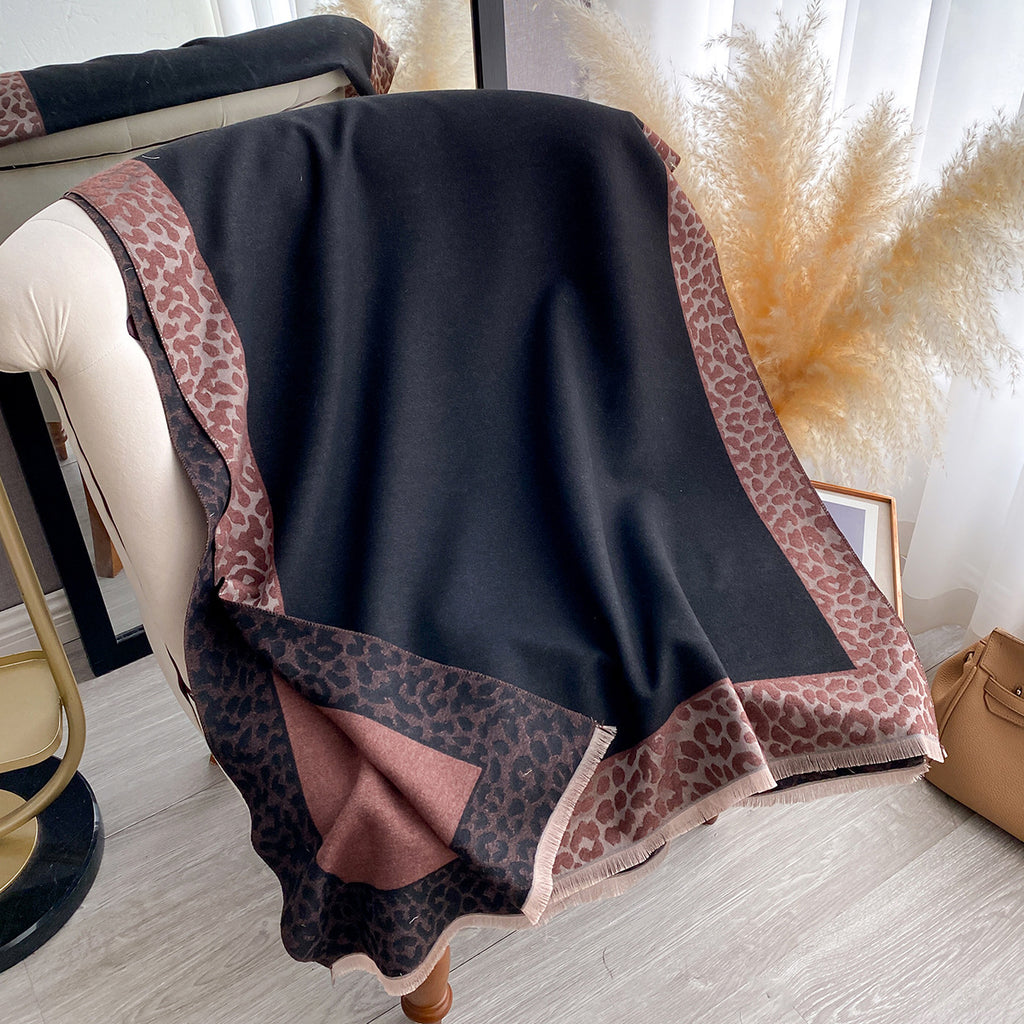 Intellectual Elegant Leopard Print Artificial Cashmere Scarf Women