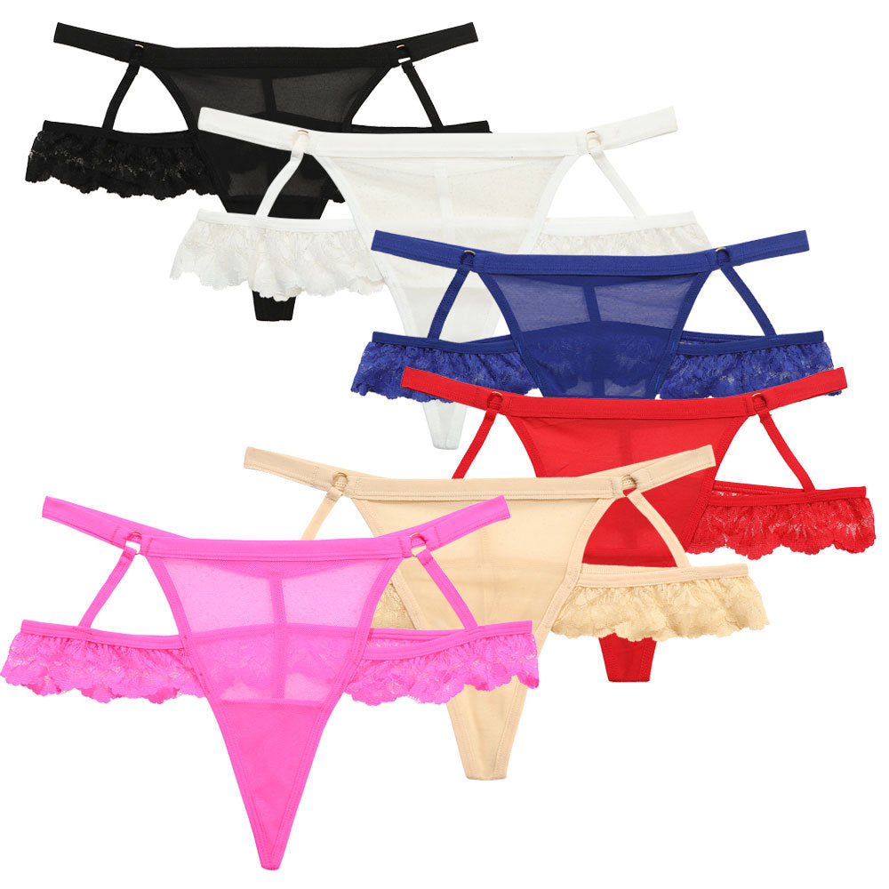 Sexy Women's T-back Transparent Mesh Strap
