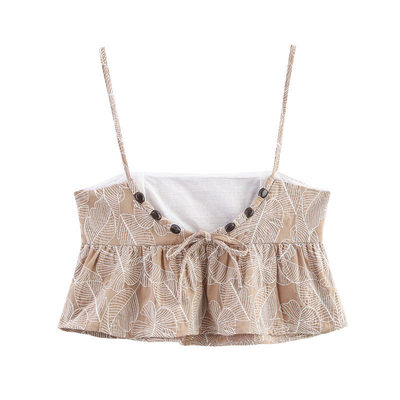 European And American Style Fashionable Simple Embroidered Short Top