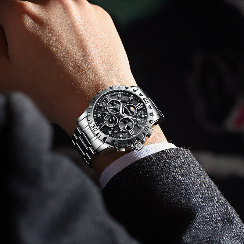 Automatic Non-mechanical Watch Steel Belt Waterproof Quartz Watch Men's Watch