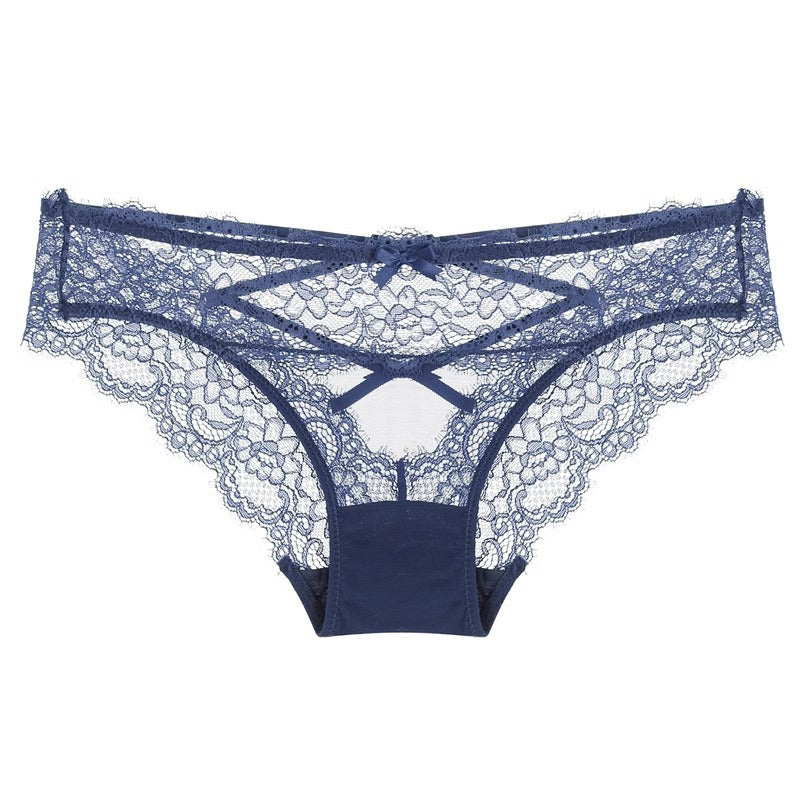 Cross Hollow Girl Transparent Low Waist Women's Briefs Breathable