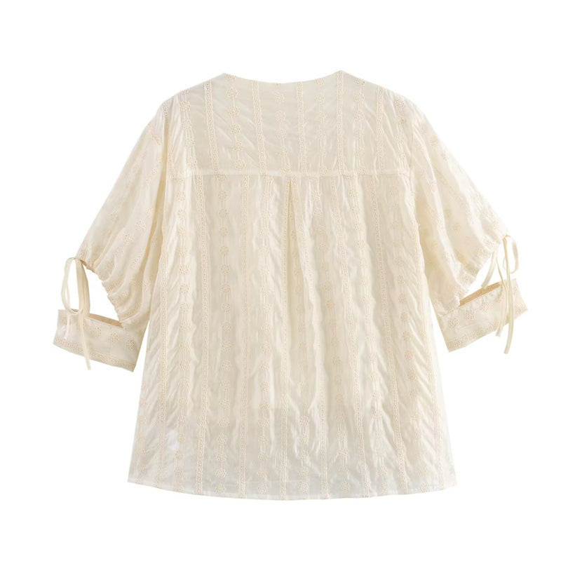 Women's New Loose Embroidered Half Elastic Shorts Short Sleeve Top Suit
