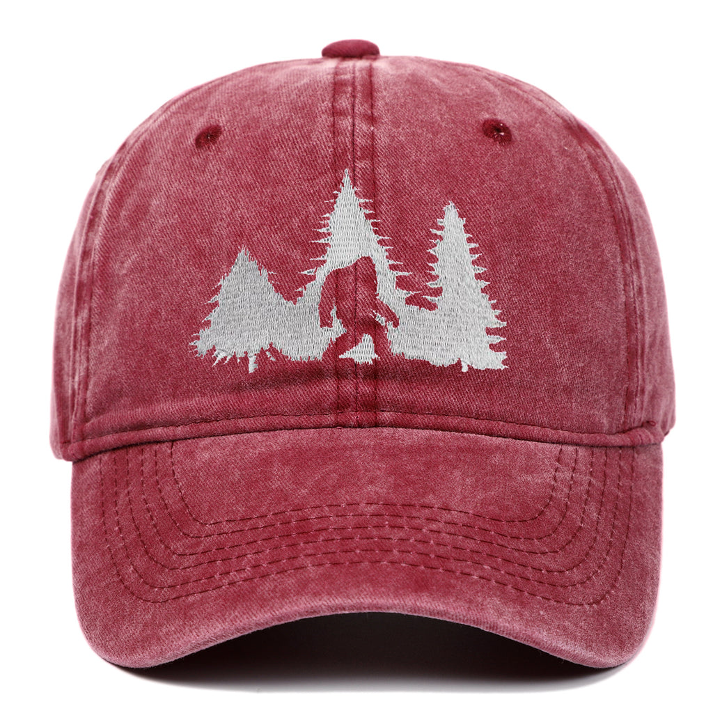Big Foot Embroidered Baseball Cap Worn Looking Washed-out