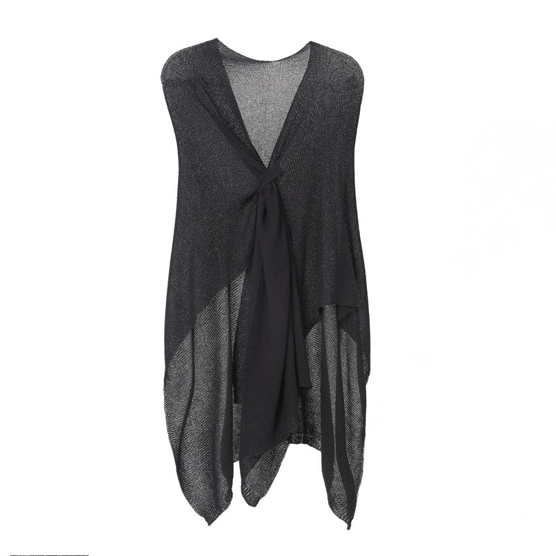 Anti-Pilling Shawl Thin Knitted Cardigan Solid Color Shawl