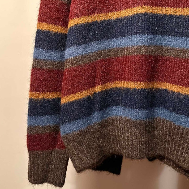 American-style Vintage Premium Striped Crewneck Sweater