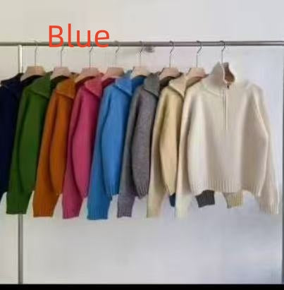 Women's Half Turtleneck Sweet Youthful Loose Half-zip Sweater