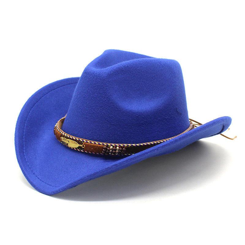 Ethnic Style Metal Feather Western Denim Top Hat