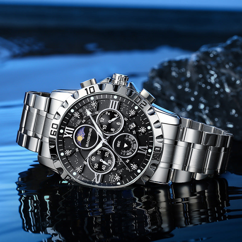 Automatic Non-mechanical Watch Steel Belt Waterproof Quartz Watch Men's Watch