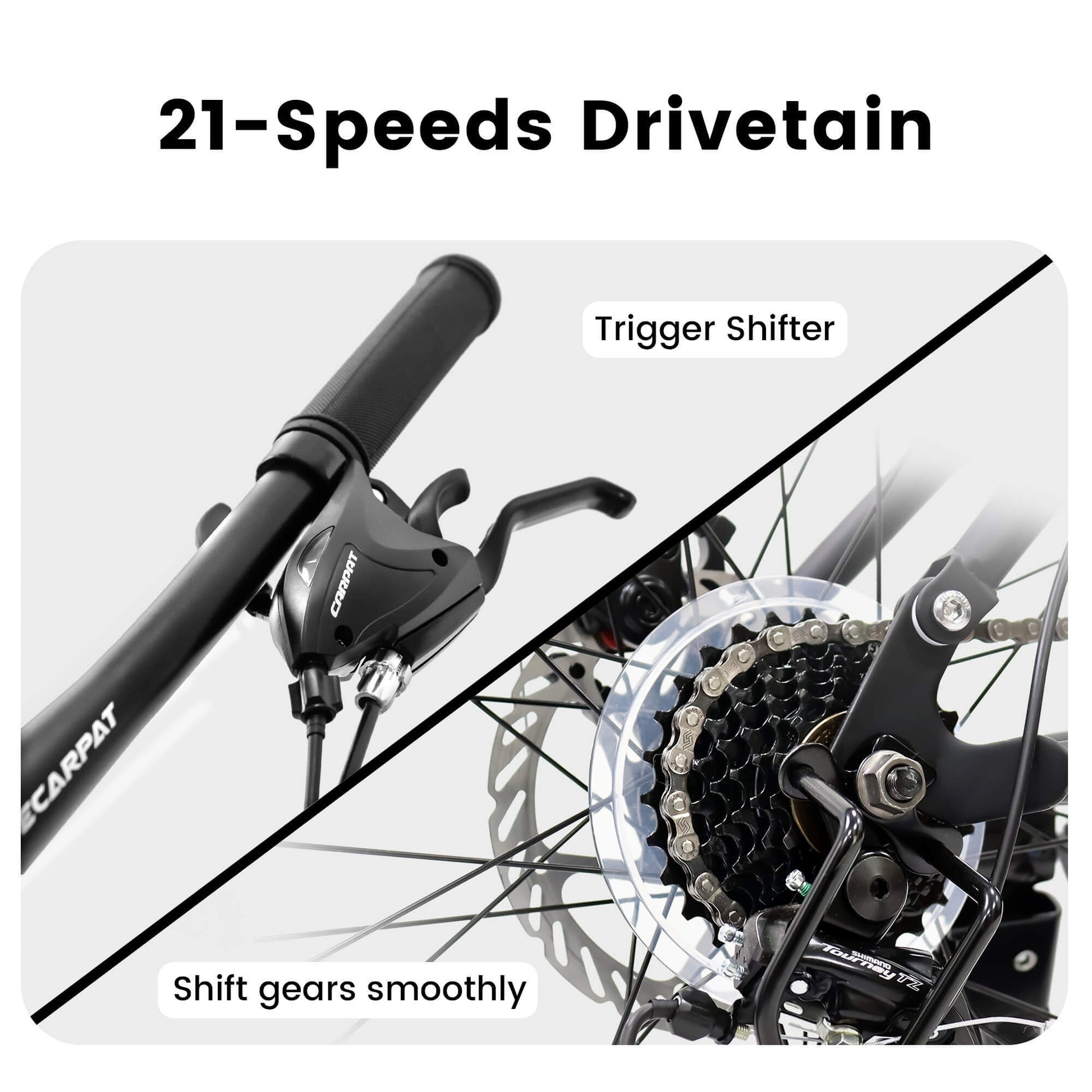 24inch MTB Bike With Disc Brakes, 21-Speed Gear System, Sturdy Durable Frame,Tool Kit, Ideal For Unisex Travel, Commuting And Mountain Cycling