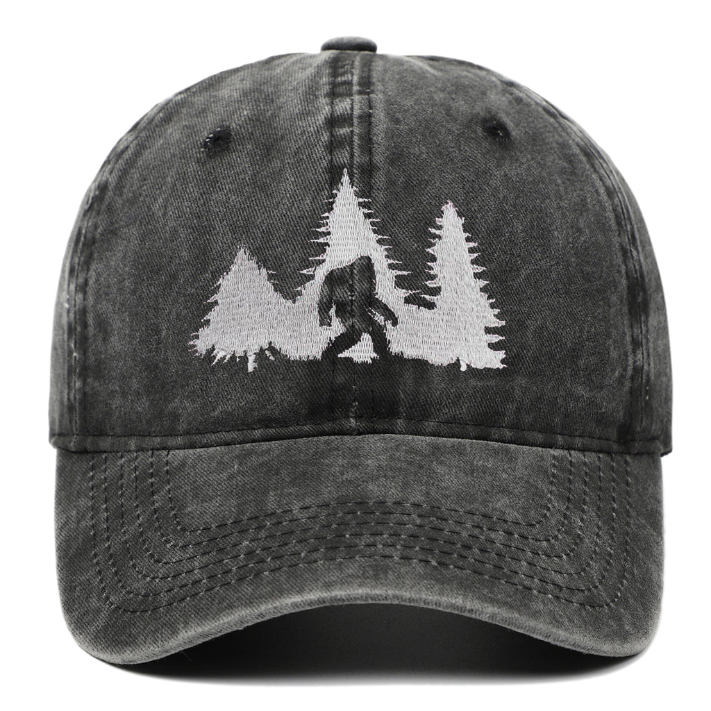 Big Foot Embroidered Baseball Cap Worn Looking Washed-out