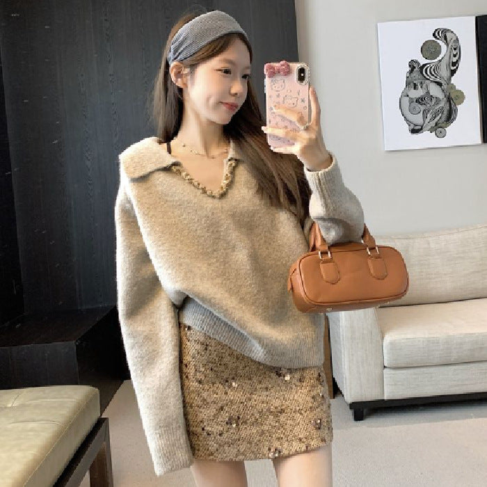 Women's New Retro Loose Slim-fit Knitted Sweater