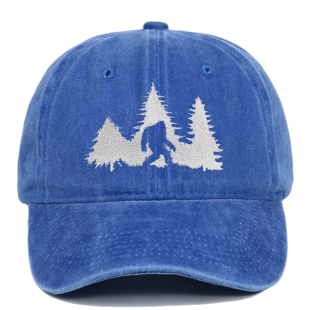 Big Foot Embroidered Baseball Cap Worn Looking Washed-out