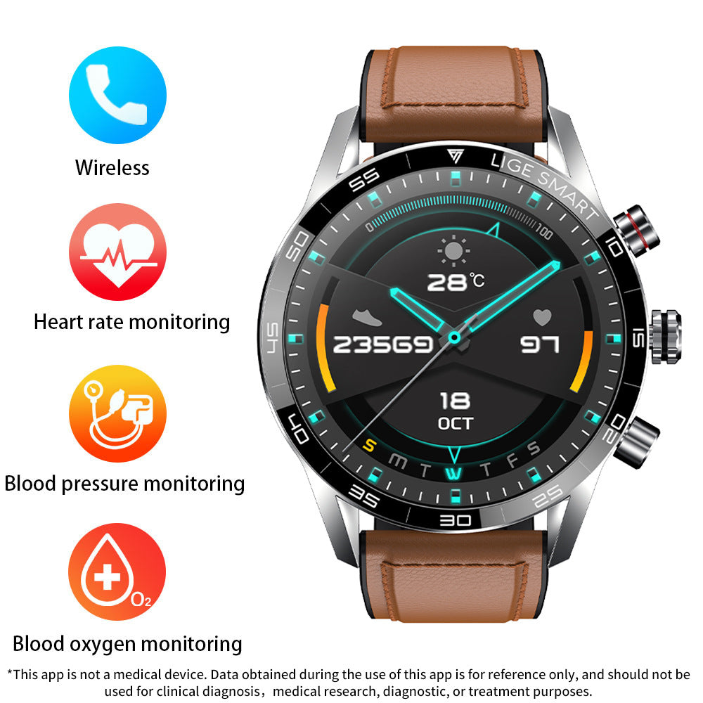 Smart Blood Pressure Heart Rate Bluetooth Multifunctional Men Business Watch