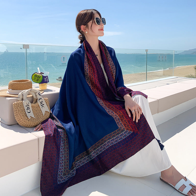 Sun-proof All-matching Shawl Beach Travel Dual-use Outdoor Beach Towel
