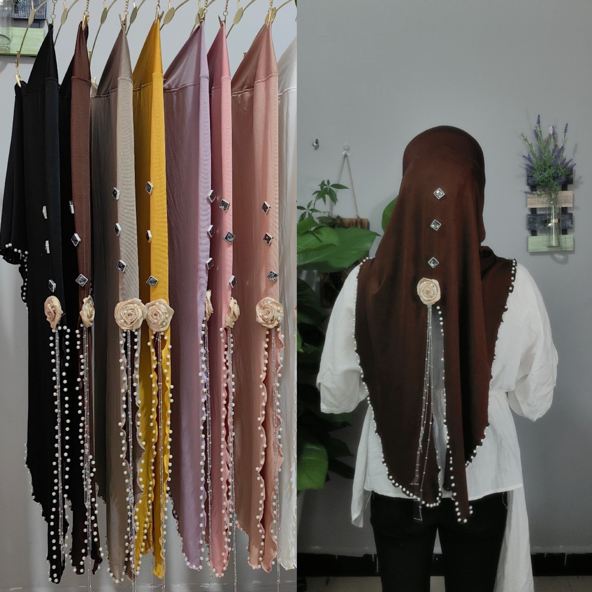 Dry Rose Soft Brim Split Swallowtail Large Scarf