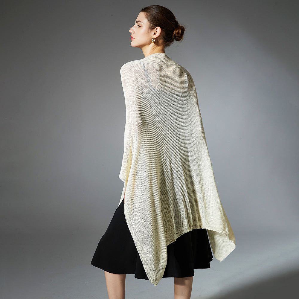Anti-Pilling Shawl Thin Knitted Cardigan Solid Color Shawl