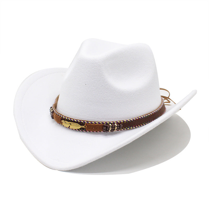 Ethnic Style Metal Feather Western Denim Top Hat