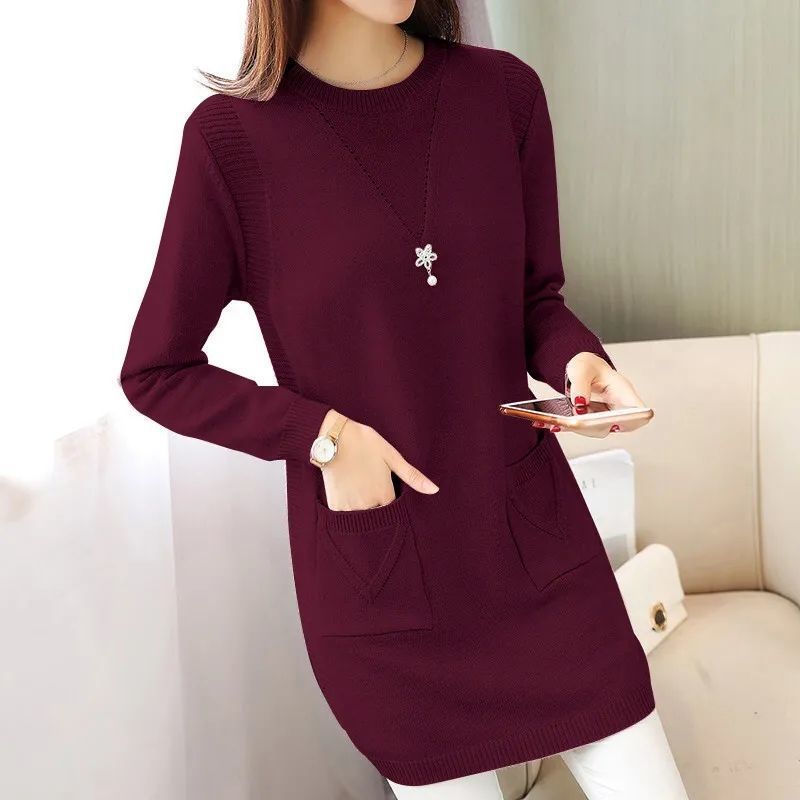 Thickened Mid-length Knitted Dress, Women's Style